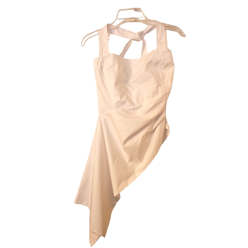 Zara Asymmetric Gabardine Top White Size Medium #137